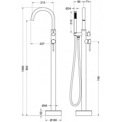AQ1345CR ЕВРОПА смеситель для ванны напольный