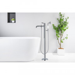 AQ1545CR КЛАССИК смеситель для ванны напольный (внешняя и скрытая часть)