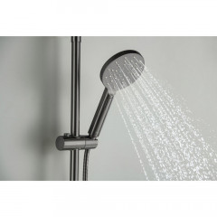 AQ2140BGM БЕТТА душевая система (смеситель для ванны) 220мм, оружейная сталь (шлиф. черный хром)