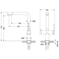 AQ1385MB ЕВРОПА смеситель для кухни с подключением к фильтру питьевой воды, матовый черный