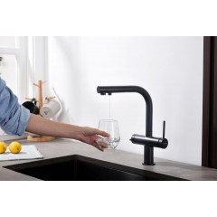 AQ1385MB ЕВРОПА смеситель для кухни с подключением к фильтру питьевой воды, матовый черный
