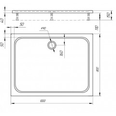 Поддон акриловый, прямоугольный, с ножками и съемной панелью. БЕЗ СИФОНА. 100*80*15