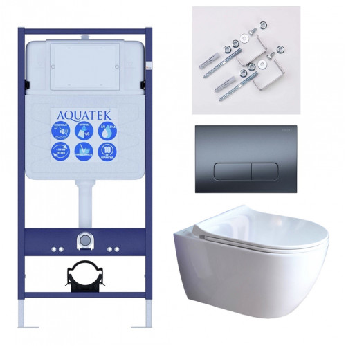 SET AQUATEK ПОЛАРИС (рама AQUATEK Standard INS-0000012+унитаз ПОЛАРИС AQ0700-01 с тонким сиденьем soft-close+ крепеж KKI-0000002 +панель KDI-0000034)
