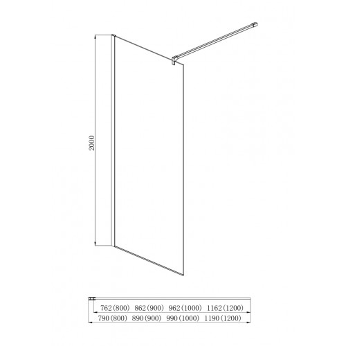 AQ WIW 09020CH Душевая перегородка Walk in с держателем 900x2000 профиль хром, стекло прозрачное
