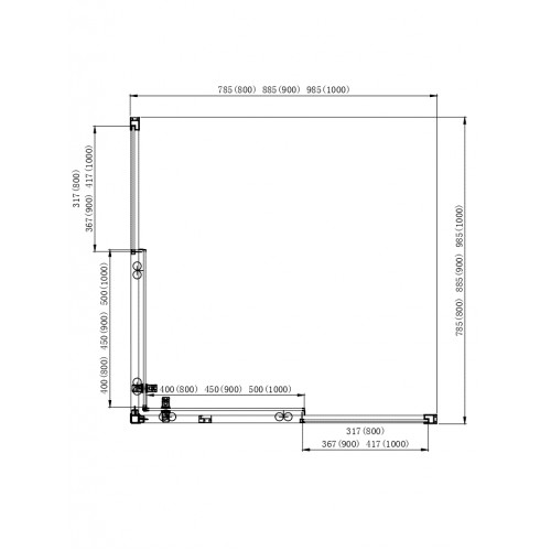 AQ ARI KV 09020GM Душевой уголок квадратный, двери раздвижные 900x900x2000 профиль оружейная сталь, стекло прозрачное