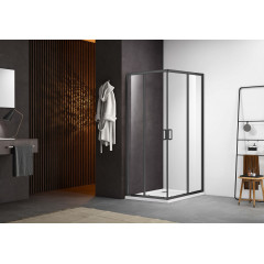 AQ ARI KV 09020GM Душевой уголок квадратный, двери раздвижные 900x900x2000 профиль оружейная сталь, стекло прозрачное