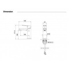 AQ1710BGM ЛУГАНО смеситель для раковины 106 без донного клапана, оружейная сталь (шлиф. черный хром)