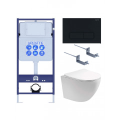 SET AQUATEK ЕВРОПА cm-017 4в1 (рама AQUATEK Standard INS-0000012+крепеж KKI-0000002+клавиша KDI-0000017+унитаз ЕВРОПА AQ1900-00 с тонким сиденьем soft