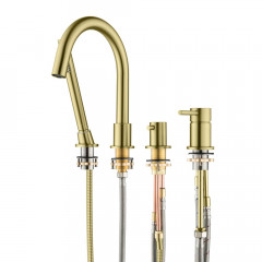 AQ1348BG ЕВРОПА смеситель на борт ванны на 4 отв., шлиф. золото