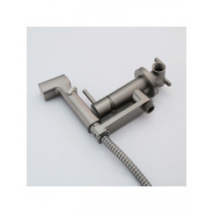 AQ1819BGM НИКА комплект для гигиенического душа встроенный (смеситель + гигиеническая лейка + шланг), оружейная сталь