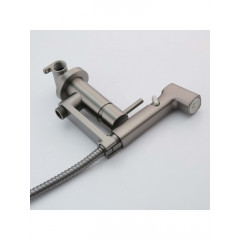 AQ1819BGM НИКА комплект для гигиенического душа встроенный (смеситель + гигиеническая лейка + шланг), оружейная сталь