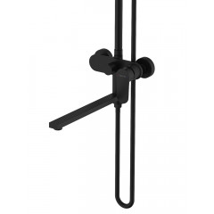 AQ2840MB НИКА душевая система (смеситель для ванны) 3 jet 300х193 мм с длинным изливом, матовый черный