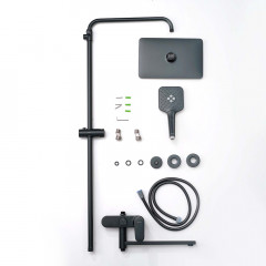 AQ2840MB НИКА душевая система (смеситель для ванны) 3 jet 300х193 мм с длинным изливом, матовый черный