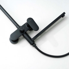 AQ2840MB НИКА душевая система (смеситель для ванны) 3 jet 300х193 мм с длинным изливом, матовый черный