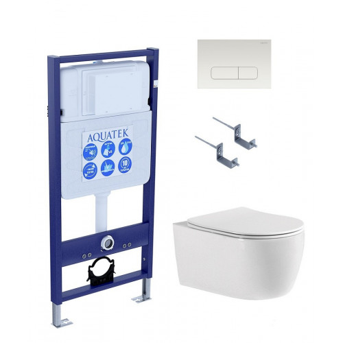 SET AQUATEK ЕВРОПА cmp013 (рама AQUATEK Standard INS-0000012, клавиша KDI-0000013, крепеж KKI-0000002+унитаз ЕВРОПА AQ1106-00 с тонким сиденьем sc)