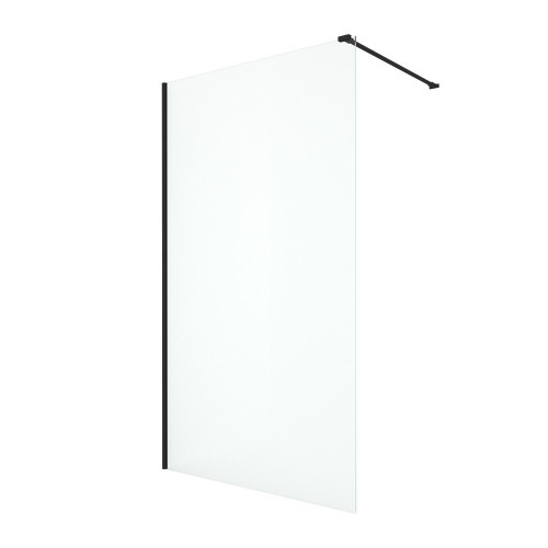 AQ WIW 12020BL Душевая перегородка Walk in с держателем 1200x2000 профиль черный, стекло прозрачное
