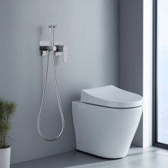 AQ1220CR ОБЕРОН комплект для гигиенического душа встроенный 2 отв. (смеситель + гигиеническая лейка + шланг)