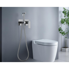 AQ1420CR ЛИРА комплект для гигиенического душа встроенный 2 отв. (смеситель + гигиеническая лейка + шланг)