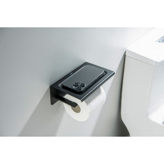 AQ4309MB ЛИБРА бумагодержатель с полкой, матовый черный