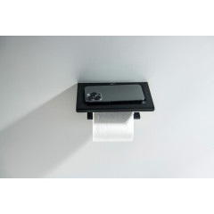 AQ4309MB ЛИБРА бумагодержатель с полкой, матовый черный