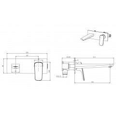 AQ1013MB ВЕГА смеситель для раковины настенный (внешняя и скрытая часть), матовый черный