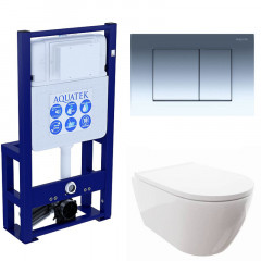 SET AQUATEK ПОЛАРИС (рама AQUATEK Standard INS-0000016+унитаз ПОЛАРИС AQ0700-00 с тонким сиденьем soft-close+панель KDI-0000010