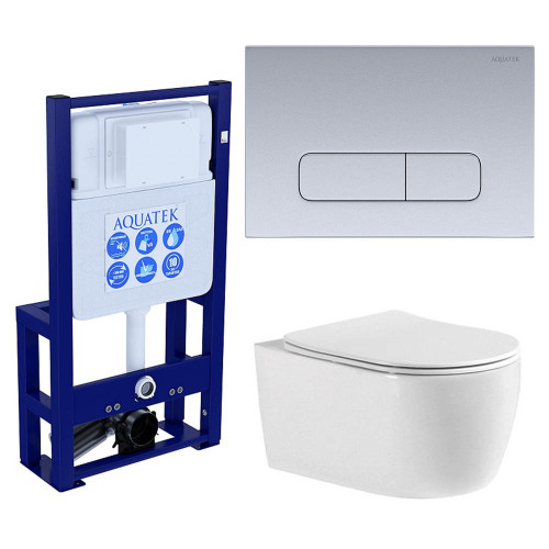Set AQUATEK ЕВРОПА-014 3в1 (рама AQUATEK INS-0000016 отдельностоящая +кнопкаKDI-0000014+унитаз ЕВРОПА AQ1106-00 с крышкой-сиденьем