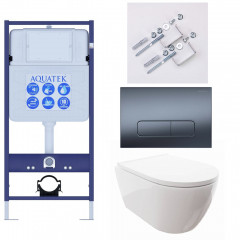 SET AQUATEK ПОЛАРИС (рама AQUATEK Standard INS-0000012+унитаз ПОЛАРИС AQ0700-00 с тонким сиденьем soft-close+ крепеж KKI-0000002 +панель KDI-0000034)