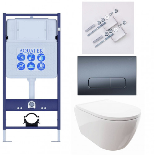 SET AQUATEK ПОЛАРИС (рама AQUATEK Standard INS-0000012+унитаз ПОЛАРИС AQ0700-00 с тонким сиденьем soft-close+ крепеж KKI-0000002 +панель KDI-0000034)