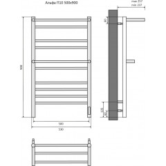Альфа П10 500х900 электрический (quick touch) Полотенцесушитель Aquatek (черный муар)