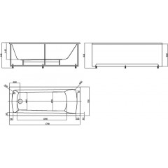 Либра-170х70 NEW пустая с фр.экр. (слив слева)