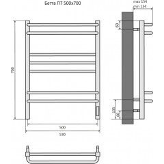 Бетта П7 500х700 электрический (quick touch) Полотенцесушитель Aquatek (черный муар)