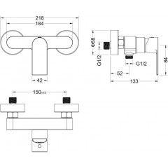 AQ1460MB ЛИРА смеситель для душа, матовый черный