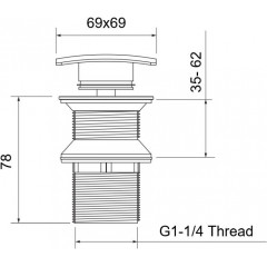 AQ6004CR сливной набор для раковины Push-open с переливом, крышка квадратная