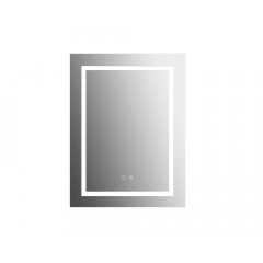 AQ7604-MLC Алюминиевый зеркальный шкаф с подсветкой 600*800*133,крепеж. Одна зеркальная дверца, две стекл.полки, круговая подсветка, антизапотевание