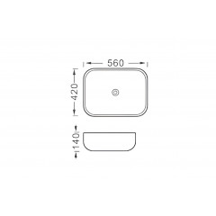 AQ5526-MG раковина 560*420*140 для установки на столешницу, матовый серый