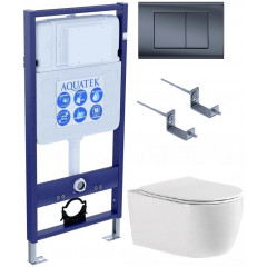 Set AQUATEK ЕВРОПА T-033 4в1 (рам INS-0000012 отдельностоящая + крепление KKI-0000002 + кнопкаKDI-0000033 +унитаз ЕВРОПА AQ1106T-00 с крышкой