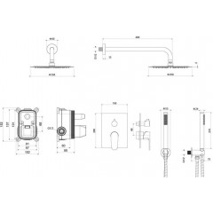 AQ1272CR ОБЕРОН Set 3 в 1 душевой комплект 2 режима