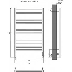 Альтаир П10 500х900 электрический (quick touch) Полотенцесушитель Aquatek (черный муар)
