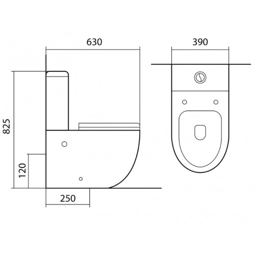 AQ2903-00 ЕВРОПА Унитаз напольный безободковый с бачком 630*390*825мм, горизонтальный выпуск, тонкое сиденье с механизмом плавного закрывания, крепеж