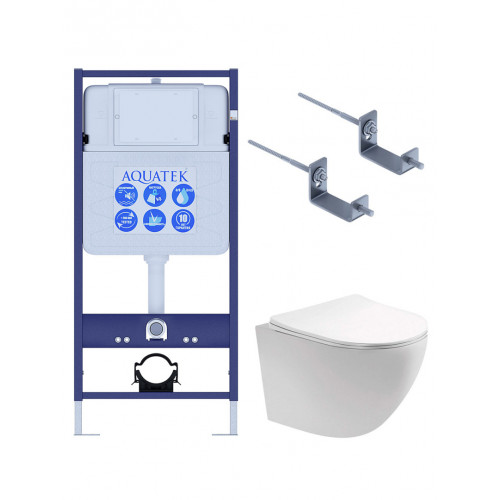 SET AQUATEK ЕВРОПА T-17-KKI2 (рама AQUATEK Standard INS-0000017+крепеж KKI-0000002+унитаз ЕВРОПА AQ1900T-00 с тонким сиденьем soft-close)