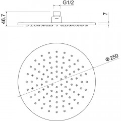 AQ2077BG круглый верхний душ 250*7 мм, шлиф. золото
