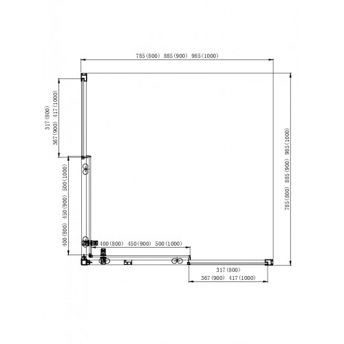 AQ ARI KV 10020GM Душевой уголок квадратный, двери раздвижные 1000x1000x2000 профиль оружейная сталь, стекло прозрачное