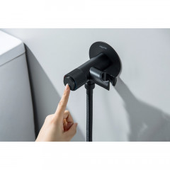 AQ1023MB БЕТТА комплект для гигиенического душа Select встроенный (смеситель + гигиеническая лейка + шланг), матовый черный