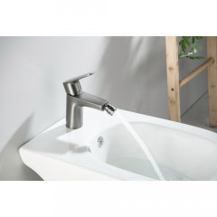 AQ1118BGM БЕТТА смеситель для биде, оружейная сталь (шлиф. черный хром)