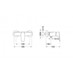 AQ1160BGM БЕТТА смеситель для душа, оружейная сталь (шлиф. черный хром)