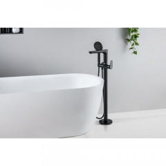 AQ1145MB БЕТТА смеситель для ванны напольный (внешняя и скрытая часть), матовый черный