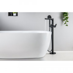 AQ1145MB БЕТТА смеситель для ванны напольный (внешняя и скрытая часть), матовый черный