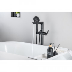 AQ1145MB БЕТТА смеситель для ванны напольный (внешняя и скрытая часть), матовый черный