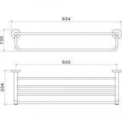 AQ4115BGM ЕВРОПА полка для полотенец, оружейная сталь (шлиф. черный хром)